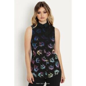 Black Milk Zelda Fierce Diety Link Business Time Sleeveless Button Down Shirt S